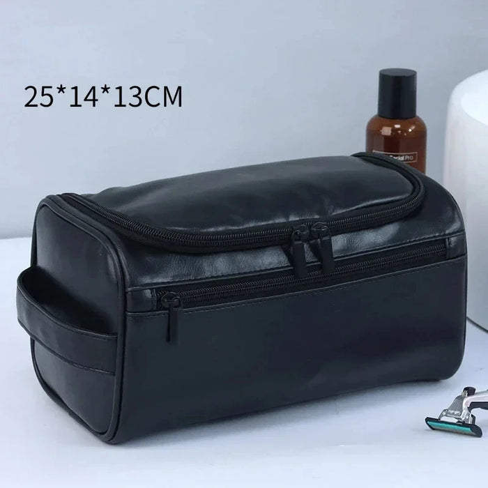 Black PU leather toiletry bag