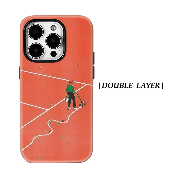 Aegis case Protective Bumper for Magnetic Magsafe for iPhone 17 16 15 14 Plus 13 Pro Max Hard PC  Tennis Court Art Cover