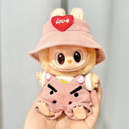 Mini Plush Doll'S Clothes Outfit Accessories For 17cm Korea Kpop Labubu I II Idol Dolls sit party overalls Clothing