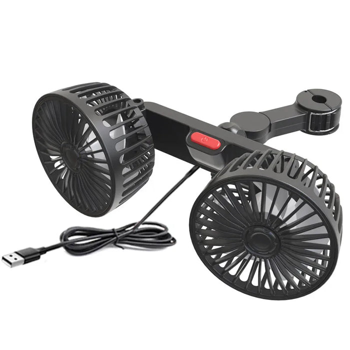 Car Safety Rear Seat Double-head Fan Kids Outdoor Fan Clip on Car Seat 360 Rotation Neck Cooler for Baby Summer Car Accessories