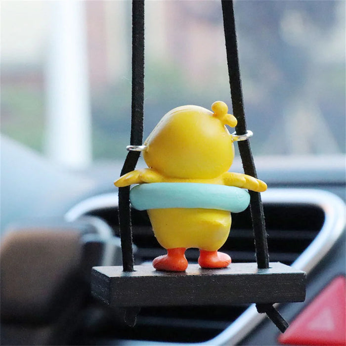 Little Yellow Duck Car Pendant Swing Auto Rearview Mirror Hanging Decorations