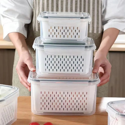 1/2/3pcs Refrigerator Storage Box Fridge Organizer Fresh Vegetable Fruit Drain Basket Storage Container Pantry Kitchen Organizer