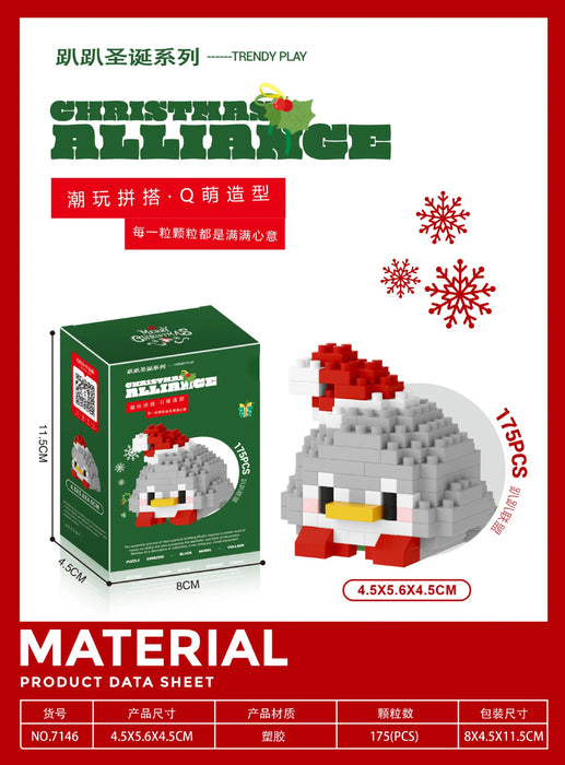 Penguin in a Santa hat micro block figure, 175 pieces, with box