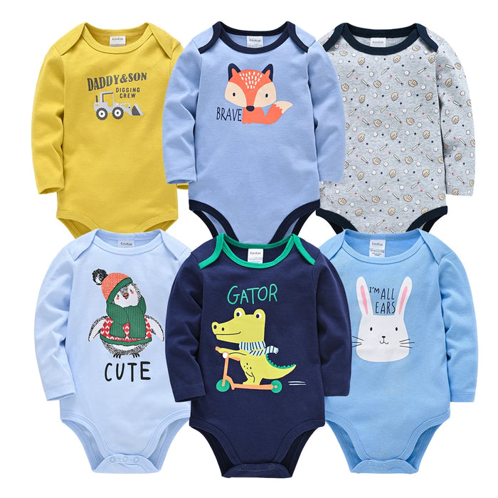 3/6 Pcs/Lot Newborn Baby Clothes Boys Cute Romper 100% Cotton Long Sleeve Bodysuit Baby Clothing Set Gift Infant Jumpsuit 0-24M