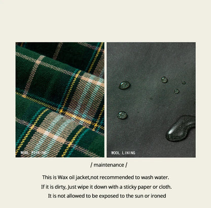 British Vintage Oil Wax Hunting Jacket Cargo Waterproof Trench Coat