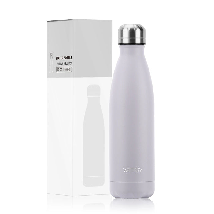 WATERSY 500ml Insulated Water Bottle, Stainless Steel Thermal Leakproof Flask, BPA-Free Double Walled Vacuum Bottle for Sports