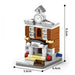 Town hall building block model with clock tower, 9.2 cm tall