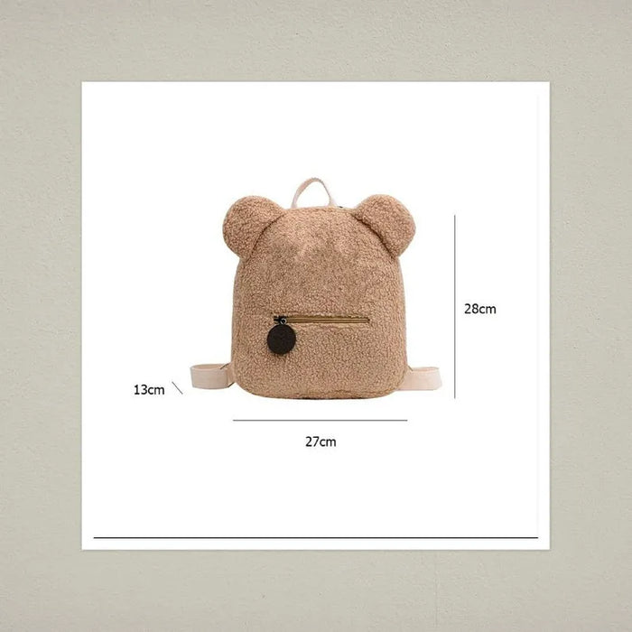 Cute Bear Plush Backpack Embroidered Name Winter Kids