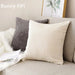 Beige and grey corduroy cushions on a sofa