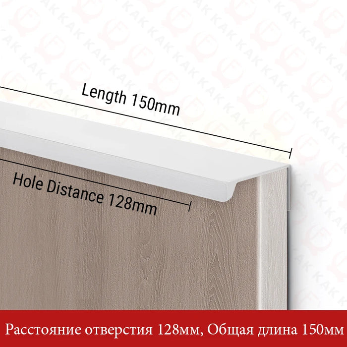 KAK Hidden Long Furniture Handles Black Kitchen Cabinet Handle Pulls Non Punched Aluminum Alloy Cupboard Door Handle Hardware