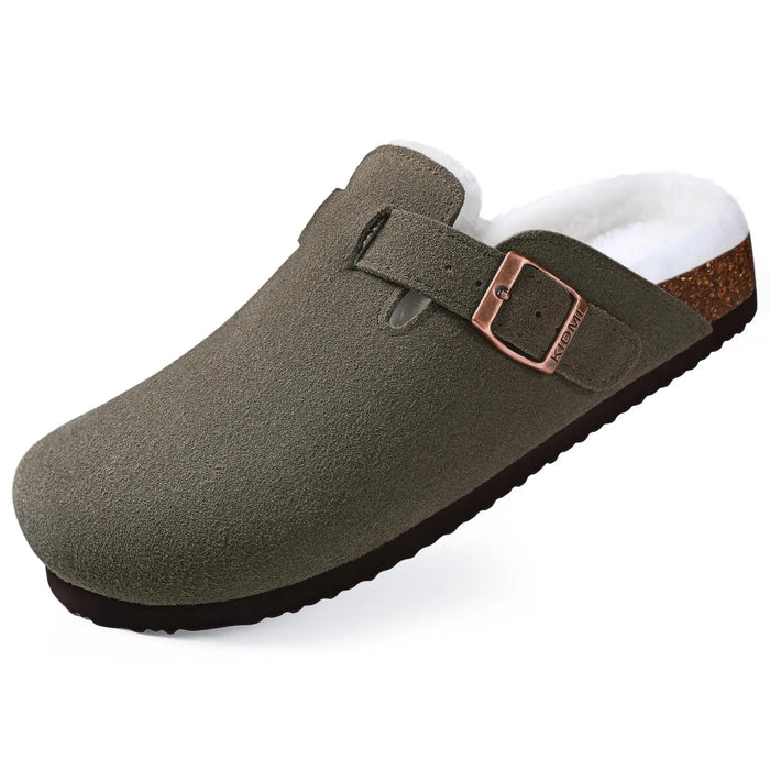 KIDMI Suede Clogs for Women Men Mules Cork Footbed Sandals With Arch Support Fashion Nonslip Outdoor Beach Slippers Home Shoes