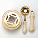 Wax seal melting stove and spoon: 3-Piece Set, Beige