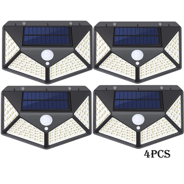 1-12 Pack Solar Lights Outdoor 100 LED Wall Lamp Motion Sensor Lights Waterproof Solar Street Light for Garden Porch Yard Garage