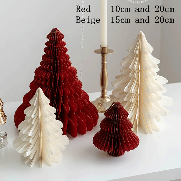 Chinese New Year Decorations Paper Honeycomb Ball Folding Christmas Tree 3D Ornament Home Wedding Decoration Desktop Ornament