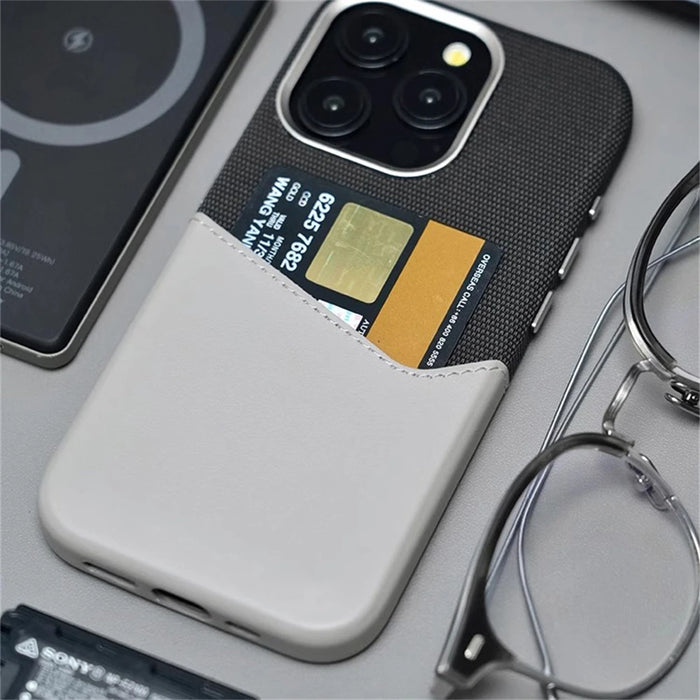 Hit Color Business Card Pocket PU Leather Magnetic Case For iPhone 17 Air 16 15 Pro Max 13 14 12 MagSafe Wireless Charging Cover