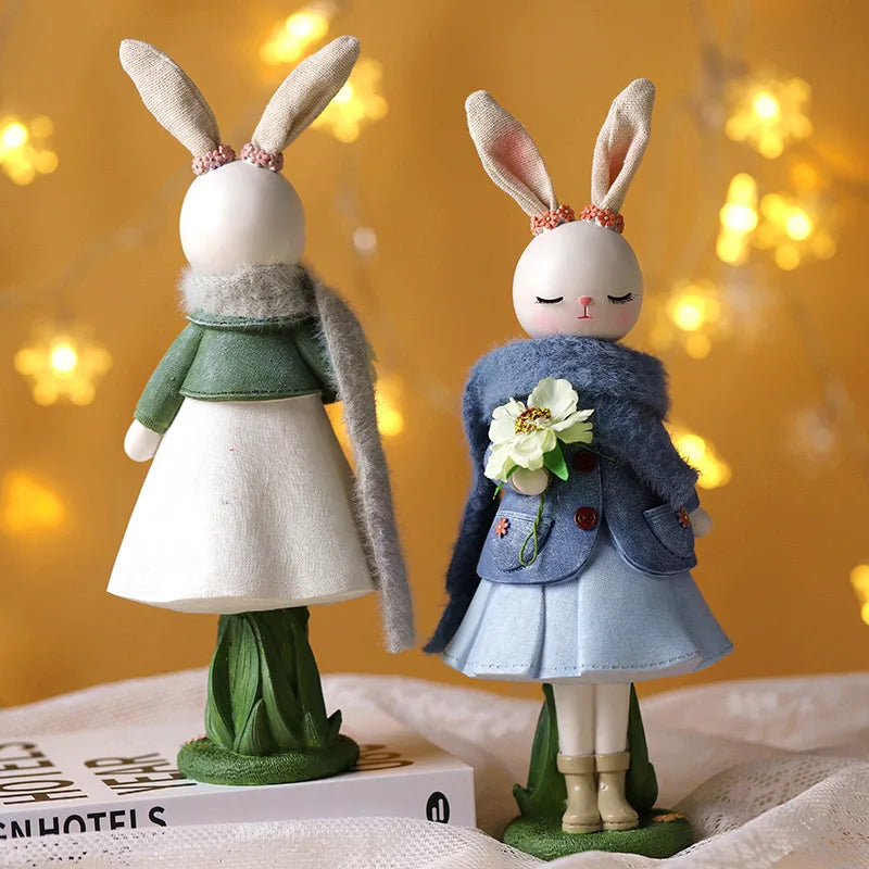 Easter Cartoon Cute Rabbit Home Table Resin Ornaments Forest Style Kids Happy 1st 2nd Birthday Party Decorations Gift for Girls