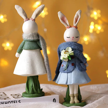 Easter Cartoon Cute Rabbit Home Table Resin Ornaments Forest Style Kids Happy 1st 2nd Birthday Party Decorations Gift for Girls