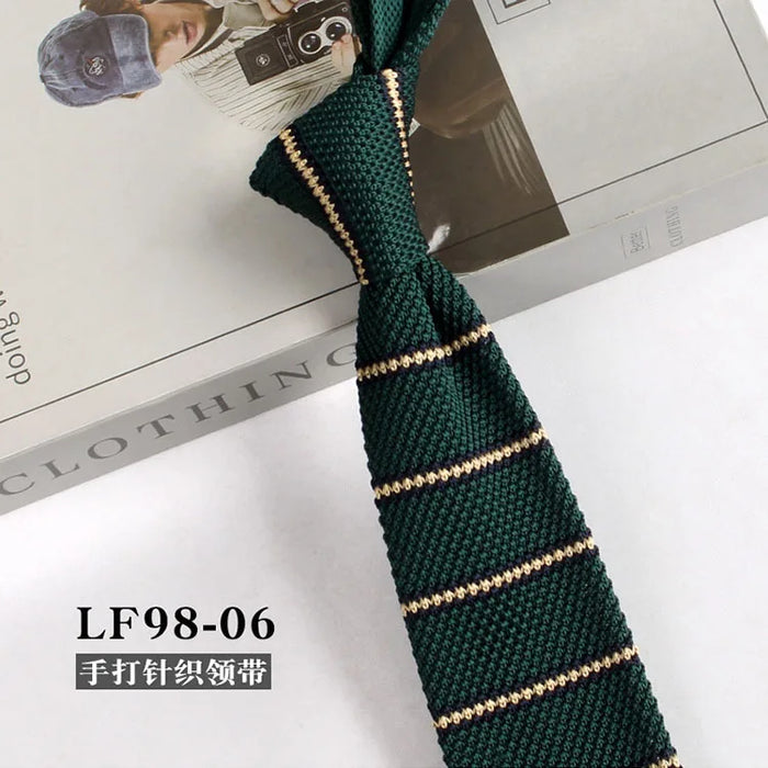 Striped Knitted Neckties For Men Narrow Retro Knitting Neck Tie Korean Style Casual Cravat Shirts Accessories Suit Neckwear