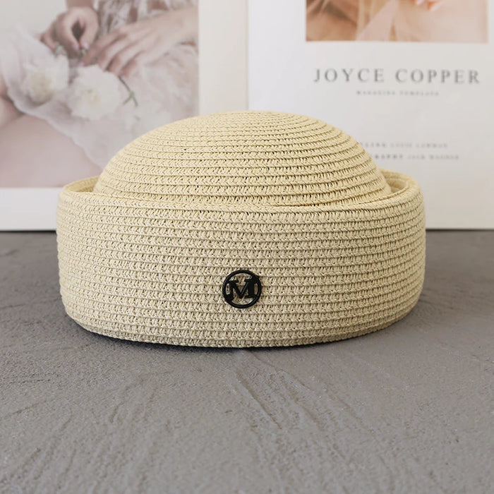 Straw Pillbox Hat Summer Beret Sun Hats Japanese Retro Weeding Fedora Hostess Fashion Millinery Fascinator Designer Painter Hat
