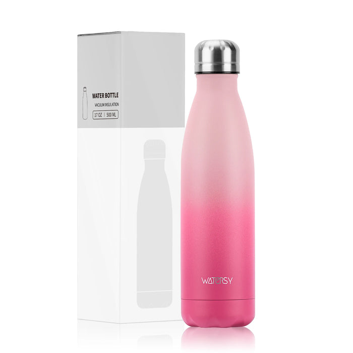 WATERSY 500ml Insulated Water Bottle, Stainless Steel Thermal Leakproof Flask, BPA-Free Double Walled Vacuum Bottle for Sports