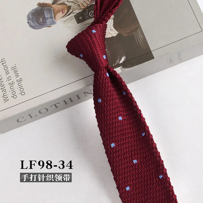 Striped Knitted Neckties For Men Narrow Retro Knitting Neck Tie Korean Style Casual Cravat Shirts Accessories Suit Neckwear