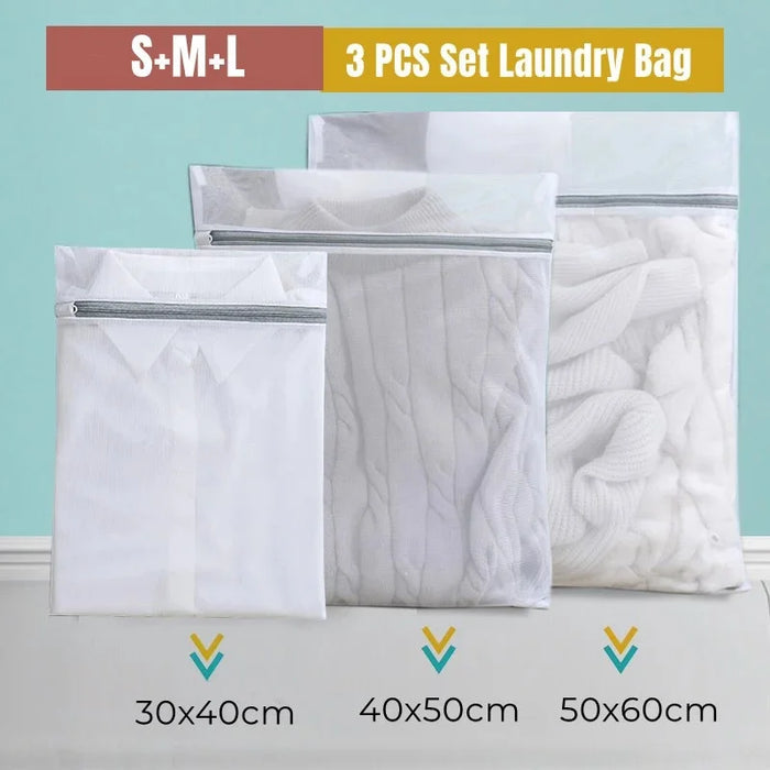 Laundry Bag Reusable Mesh Wash Bag with Non Rust Zipper Clothes Protection Net Washing Machine Universal