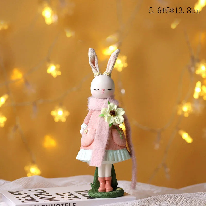 Easter Cartoon Cute Rabbit Home Table Resin Ornaments Forest Style Kids Happy 1st 2nd Birthday Party Decorations Gift for Girls