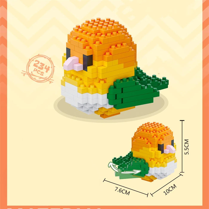 Orange, yellow and green parrot micro block figure, 234 pieces