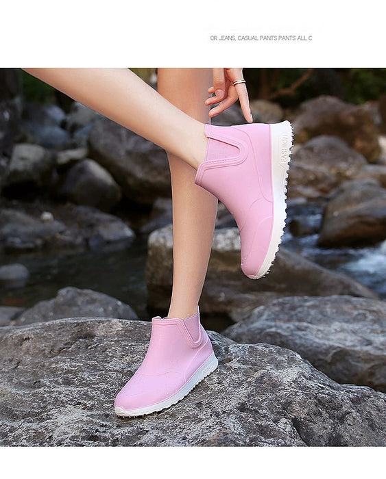 Fashion Rain Shoes for Women Rubber Boots Platform Ankle Boots 2024 Autumn Winter Slip on Women Booties Work Shoes Botines Mujer