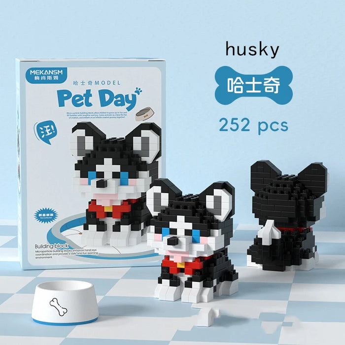 Husky micro block figure, 252 pieces, with box art