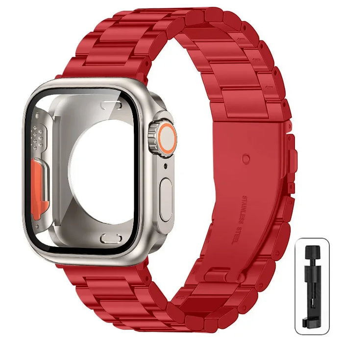 Change to Ultra Case+Band For Apple Watch 46mm 44 42mm 45mm Metal Stainless Steel strap for iWatch series Series 10 9 8 7 6 SE 5