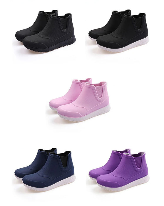 Fashion Rain Shoes for Women Rubber Boots Platform Ankle Boots 2024 Autumn Winter Slip on Women Booties Work Shoes Botines Mujer