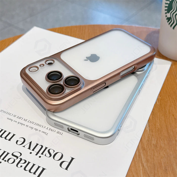 Luxury Plating Matte Clear Case For IPhone 17 Pro Max 17pro Orange Simple Electroplated Bumper Frosted Shockproof Slim PC Cover
