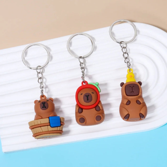 Cute Capybara Keychain Doll Capibala Pendant Cycling Backpack Key Mobile Phone Pendant Accessories Ugly Cute Pvc Soft Rubber