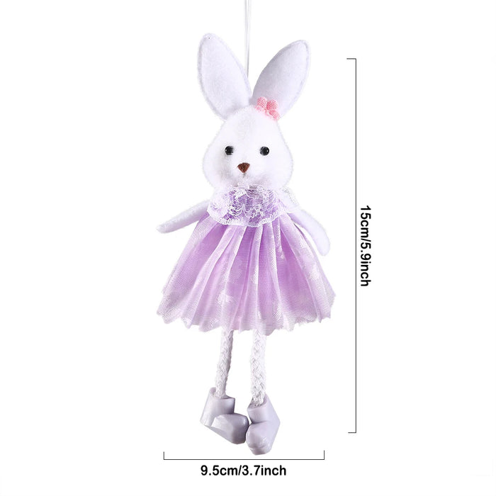 24cm Easter Flower Bunny Ornaments Pink Yellow Gauze Skirt Bunny Easter Party Decor Supplies Home Desktop Decorations Kids Gifts
