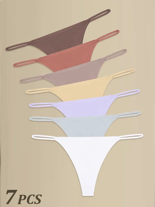7Pcs/Set Women Seamless Thongs  High Flexibility Panties Thin Strap Low WaistSexy Underwear Ladies T-back Comfortable Women