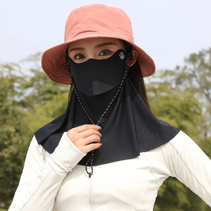 Summer Ice Silk Sun Protection Mask for Women UPF50+ Anti-UV Balaclava Scarf Outdoor Cycling Hiking 360° Face Neck Cover