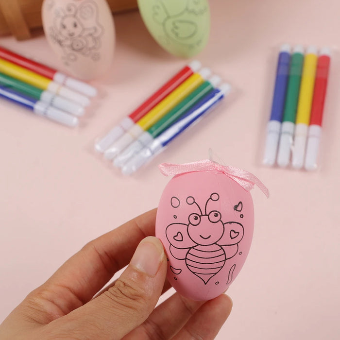 12pcs DIY Painting Easter Eggs  for Children Arts Crafts Color Filling Drawing Toy Kids Birthday Party Favors Kindergarten Gifts