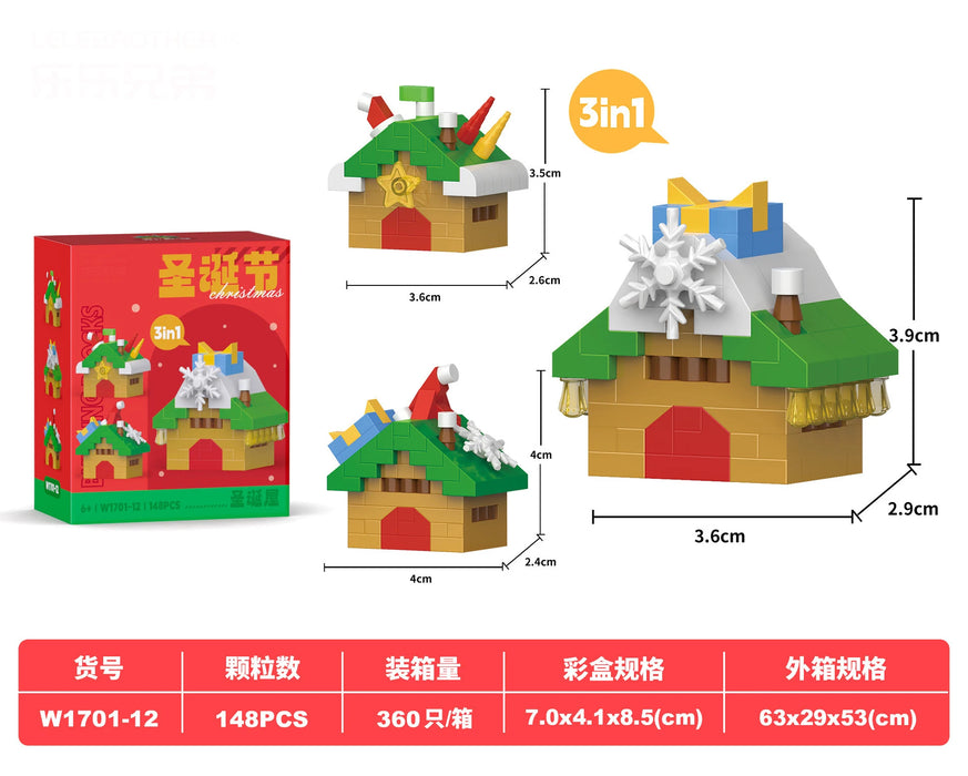 Christmas cottage 3-in-1 micro block set, 148 pieces