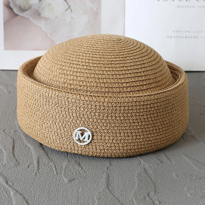 Straw Pillbox Hat Summer Beret Sun Hats Japanese Retro Weeding Fedora Hostess Fashion Millinery Fascinator Designer Painter Hat