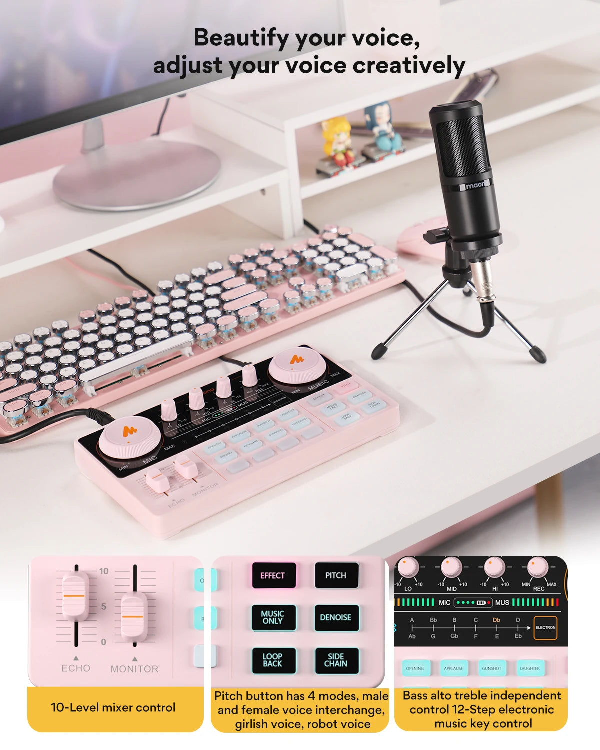 Maono AM200-S1 Sound Card Microphone Set MaonoCaster Audio Interface with Mic