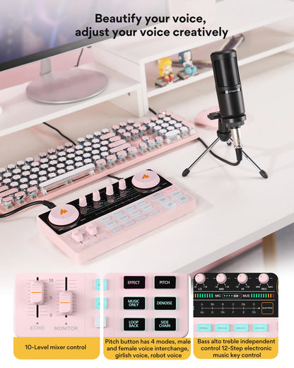 Maono AM200-S1 Sound Card Microphone Set MaonoCaster Audio Interface with Mic