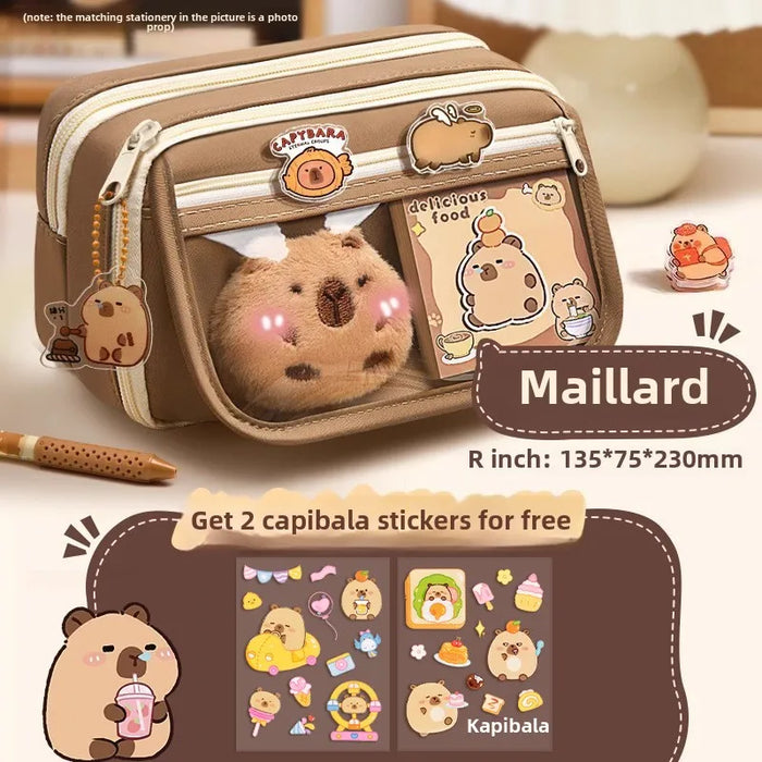 Capybara 9-layer large capacity pencil case, large capacity pencil case flip cover stationery pencil case stationery storage bag
