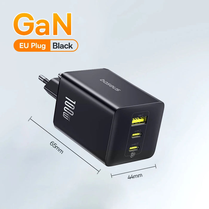 Baseus 100W GaN Charger Fast Charger For Xiaomi Samsung iPhone 17 16 15 Laptop Tablet Charger PD Charger With USB Phone Charger