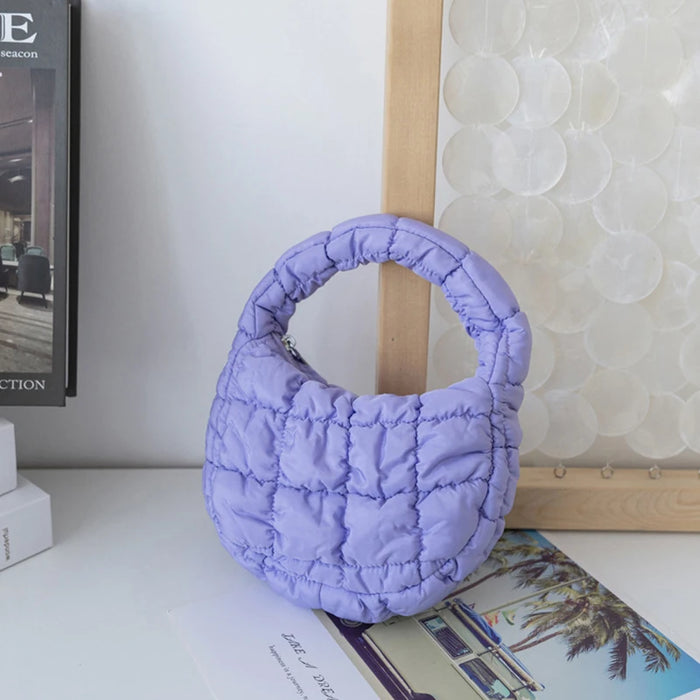 Lavender mini quilted puffer tote