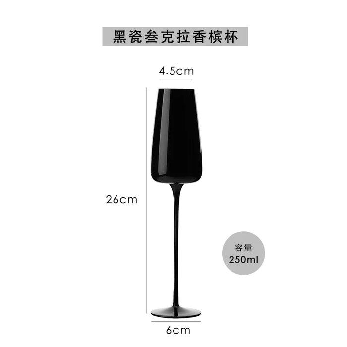 Nordic Black Goblet Black Porcelain Crystal Glass Red Wine Glass Bordeaux Cup Home Ornament Wine Glass Champagne Glass