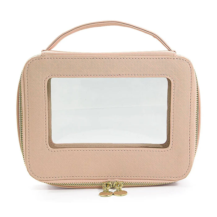 Customized Letters Transparent Makeup Bag Saffiano Portable Cosmetic Case