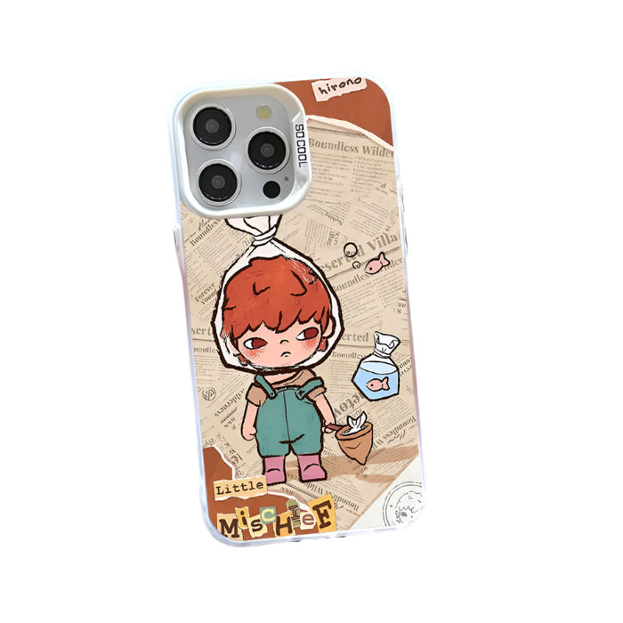 Cartoon Cute Destruction Hirono Case for iPhone 16 15 14 13 Pro Max Plating Matte Hard