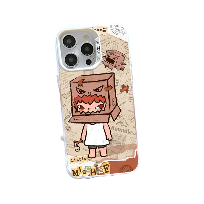 Cartoon Cute Destruction Hirono Case for iPhone 16 15 14 13 Pro Max Plating Matte Hard