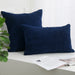 Dark blue corduroy cushions, square and rectangular